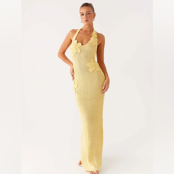 Peppermayo Dresses & Skirts - Peppermayo Exclusive - Novalee Flower Crochet Maxi Dress - Yellow
